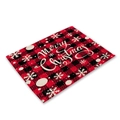 Red and black buffalo plaid Christmas placemat featuring white Merry Christmas text and snowflakes - Red Black Plaid Snow Merry Christmas