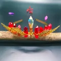 Handgefertigtes Goldtiara mit roten Rohkristallsäulen und goldenen Flügelakzenten - Dunkelroter Kristall + Goldene Flügel