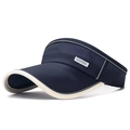 Navy blue open top sun hat with breathable mesh fabric and reflective brim detail - Adjustable / Navy Blue