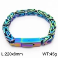 8mm regenboog Byzantijnse koningsketting armband van titanium staal, lengte 220mm met slot - Kleurrijk