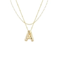 Goldene zweilagige Halskette mit Büroklammer-Kette und 3D-Buchstabe A Anhänger - Doppelte Büroklammerkette A / Gold