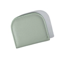 Mini mint green semi-circle coin purse in pebbled leather with white stitching detail - Mint Green