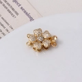 Detail of gold flower jewelry clasp with white cubic zirconia and side link rings - 03#14*18mm--White Flower Double Row Clasp