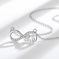 925 sterling silver infinity love necklace with small inlaid gemstones in silver color - 925 Silver / D558 White Gold Love Infinity (With Cross Chain)