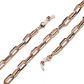 Close-up of golden hollow rectangular links with anti-slip silicone connectors for eyewear - Style 2-Rectangular Chain / Gold