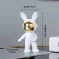 White rabbit astronaut desktop ornament with gold visor, size 8x4x2.8cm figurine - No.3 Space Rabbit Gold Model C / 4x8x2.8cm