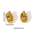 18K gold plated titanium steel intertwined hoop earrings with product dimensions - Irregular Hoop Gold Earring (E0728)