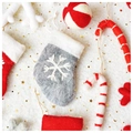 Set decorazioni natalizie in feltro di lana con calze rosse e bastoncini di zucchero - Calza di Natale Grigio