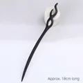 Streamlined black sandalwood hair stick with hollow carving design, length 18cm - Red Flame