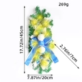 Christmas wreath with green pine needles, blue bows, and white ornaments, 45cm size - K1-20 Blue Bow Swag (Warm Light)