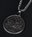 Vintage Nordic Viking Tree of Life round pendant necklace in black and silver steel - Black and Silver Tree of Life Style (No Chain)