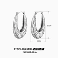 Silver stainless steel geometric hoop earrings with Greek key pattern and thick design - Greek Key Pattern Round Style (ZN435S)
