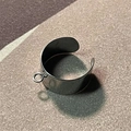 Silver wide adjustable stainless steel open ring with a functional side loop connector - 10mm With Ring Loop / Silver