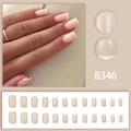 Elegant French square press-on nails in nude pink with classic white tips 24pcs set - French White Tip Nude Pink Style (B346)