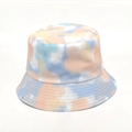 Macro detail of tie-dye bucket hat stitching and colorful macaron cotton fabric texture - M (56-58cm) / Light Blue