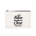 Cream canvas zipper pouch with Sisters in Christ print for cosmetics or stationery - Sisters in Christ 2