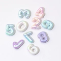 Iridescent pastel number beads 0-9 for DIY jewelry making with a matte finish - Plated Iridescent Glossy Mixed Colors