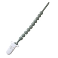 Sage green silicone pacifier clip with beaded chain and white plastic fastener - Green (With Shark Clip)