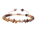 Handmade woven bracelet with earth tone natural stone beads and adjustable pull cord - Yellow Jasper
