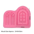 Roze siliconen mal met twee retro venstervormen voor fondant taartdecoraties - Roze
