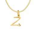 Gold letter Z pendant necklace with heart detail and snake chain in stainless steel - Letter Z / Gold