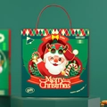 Sacchetto regalo di Natale rosso con Babbo Natale e manico verde per le feste - Babbo Natale con Campanella / Spedizione Piatta