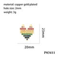 Pendentif cœur en zircone arc-en-ciel en cuivre plaqué or 18K pour la création de bijoux - Cœur Arc-en-ciel-P03411