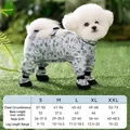 Quilted blue plaid waterproof dog jumpsuit with size chart from S to XXL for small dogs - Cute Dog Blue (Four Seasons Style)