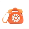 Quirky retro telephone crossbody bag in vibrant orange glossy finish with dial detail - Orange