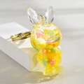 Cute yellow rabbit acrylic quicksand keychain with colorful candy charms and gold ring - Gradient Rope + Colorful Bead Milk Tea Cup / Rabbit Single Clip [Lemon Yellow]