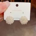 Elegant S925 silver needle beaded snowflake earrings with sparkling crystal flower studs - Zircon Sunflower Studs / Silver