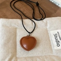 Brown heart faux leather magnetic glasses holder necklace with vintage style - 31# Necklace Brown Heart Woven Texture