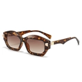 Modern tortoiseshell geometric sunglasses with brown gradient lenses and cream accents - Tortoiseshell Frame Tea Lens