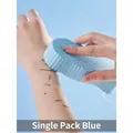 Einzelpack blauer 3D Peeling Badeschwamm aus hochdichtem PVA mit Fischschuppen-Textur - Blau