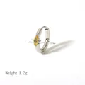 Silver stainless steel earring with yellow marquise zircon and snap closure design - Silver / Yellow Zirconia (YYE023322P-Y)