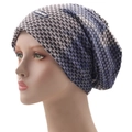 Winter knitted beanie with breathable honeycomb mesh pattern and brand logo for outdoor - Blue Grey Gradient (03)