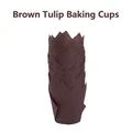 Stapel donkerbruine tulp cupcake vormpjes voor professioneel bakken en thuisgebruik - koffiekleur