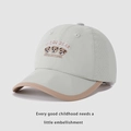 Detail of three bears embroidery and breathable mesh on a green quick-dry kids baseball cap - 54cm (3-8 Years) / Light Green