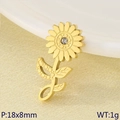 Golden sunflower pendant in stainless steel with clear zircon stone, 18x8mm size - Sunflower With Rhinestone Style (KLJ9464-ZLA)