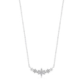 Elegant S925 sterling silver flower pendant necklace with zircons on a delicate chain - Length 40+5cm / Silver