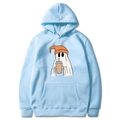 Felpa con cappuccio azzurra con fantasma dei cartoni animati che beve caffè e berretto - Blu Chiaro