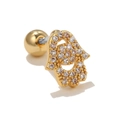 18k gold plated Hamsa stud earring featuring clear cubic zirconia and screw-back ball - Hamsa Hand (EGD0611)