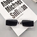 Square sunglasses with clear acetate frame and black lenses for a minimalist street look - Clear Frame Black Lens