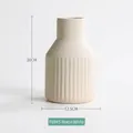 Modern 20cm matte white ceramic vase with vertical ribbed texture for home decor - Large / Matte White
