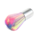 Rainbow bristle nail dust cleaning brush with ergonomic silver metallic short handle - Rainbow Short Dust Brush