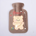 Brown plush hot water bottle featuring a cute yellow bear illustration and Bear text - Coffee - Small Cute Bear