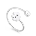 Verstelbare zilveren kattenpoot ring met ronde zirkonia steen voor dames - Maat 8 (Verstelbaar) / Zilveren Kattenpoot met Enkele Zirkonia Stijl (KR103469-GC)
