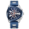 Blue triangle quartz watch for men with silicone strap and luminous chronograph dial - Silver Blue
