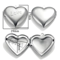 Silver heart locket pendant with Love engraving and detailed size measurements - A40-Love Engraved
