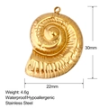 Stainless steel gold nautilus shell pendant measuring 30mm by 22mm for DIY jewelry - Nautilus (SS0016)